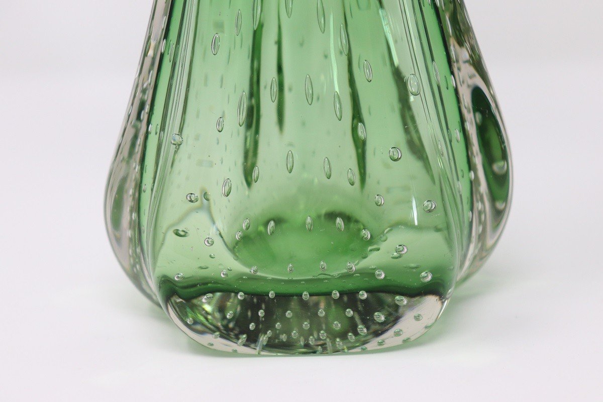 Vase En Verre De Murano Vert, Italie, 1960s-photo-2