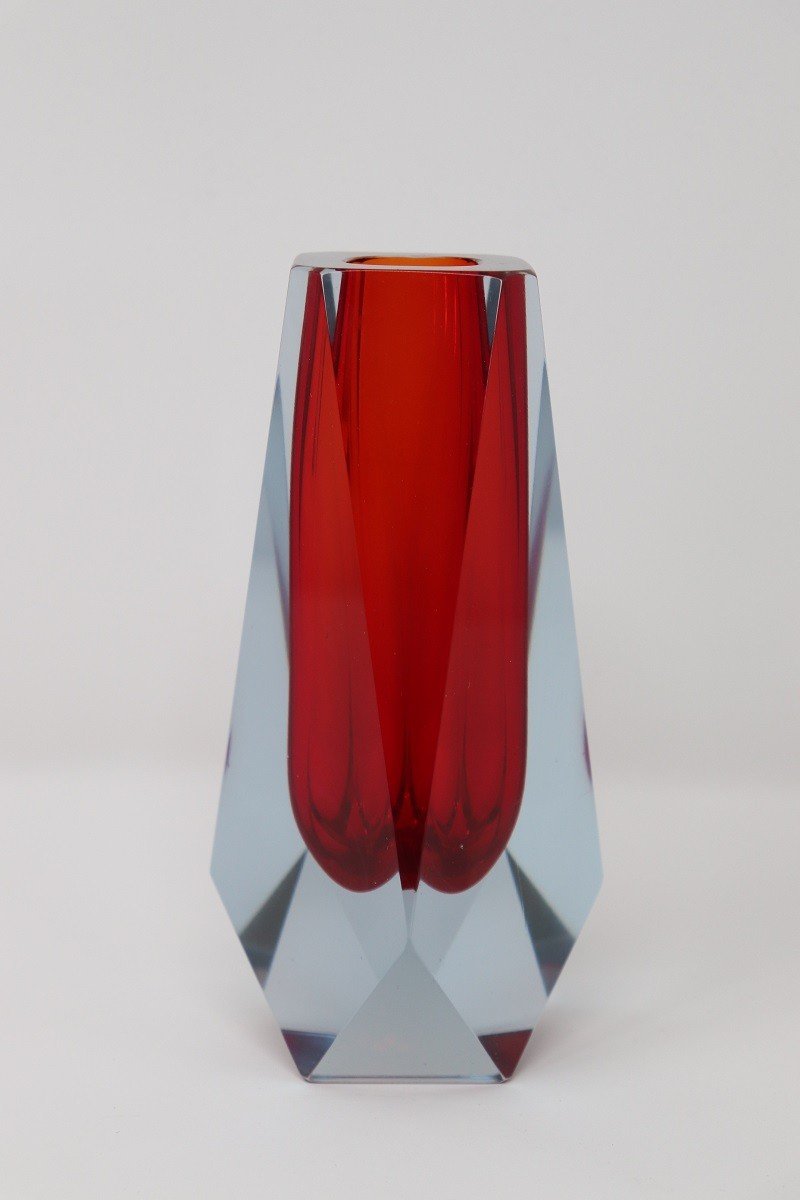 Vase Verre Rouge Attribué à Flavio Poli Pour A. Mandruzzato, 1960s-photo-1