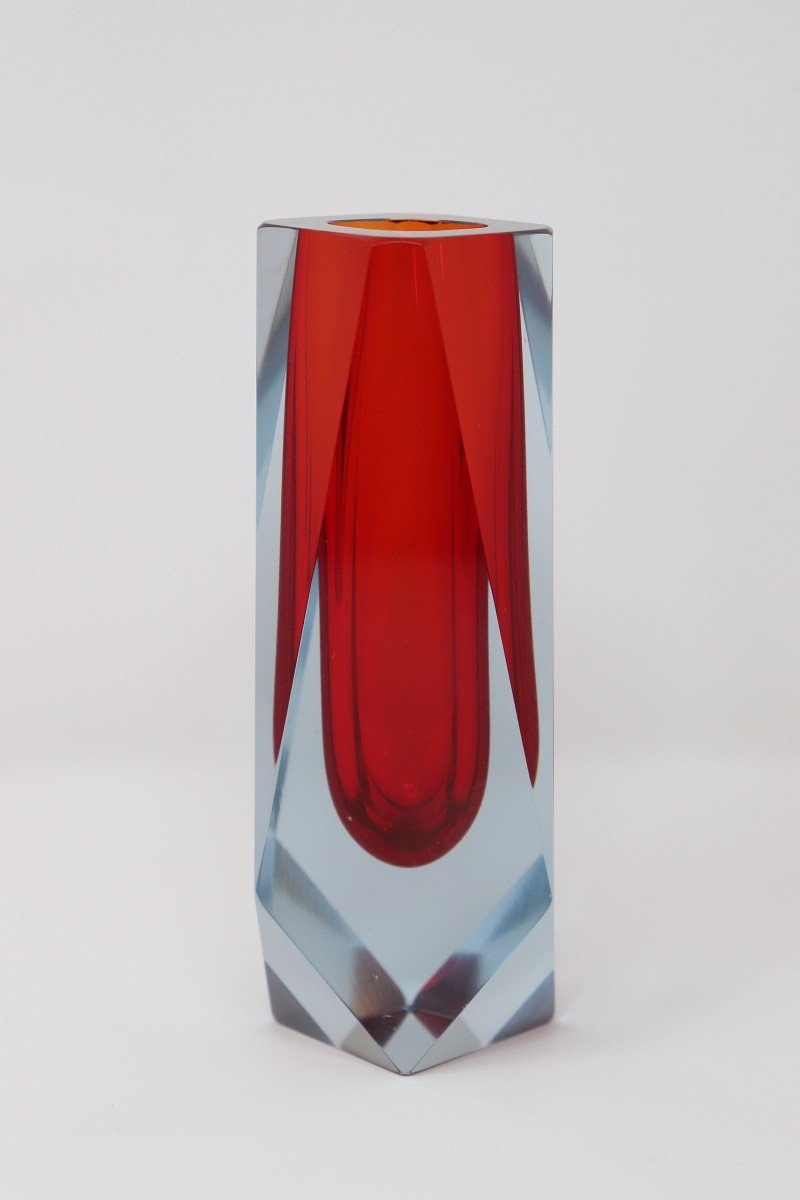 Vase Verre Rouge Attribué à Flavio Poli Pour A. Mandruzzato, 1960s-photo-2