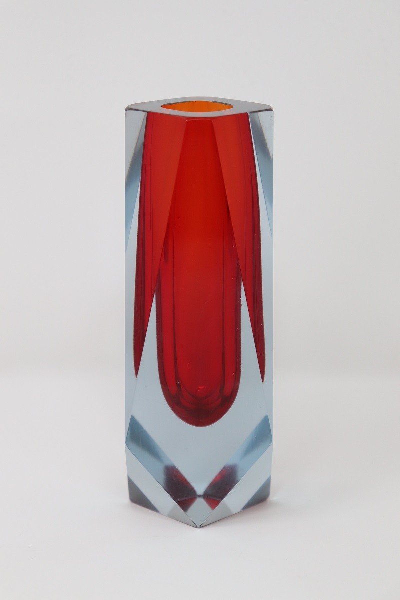 Vase Verre Rouge Attribué à Flavio Poli Pour A. Mandruzzato, 1960s-photo-3