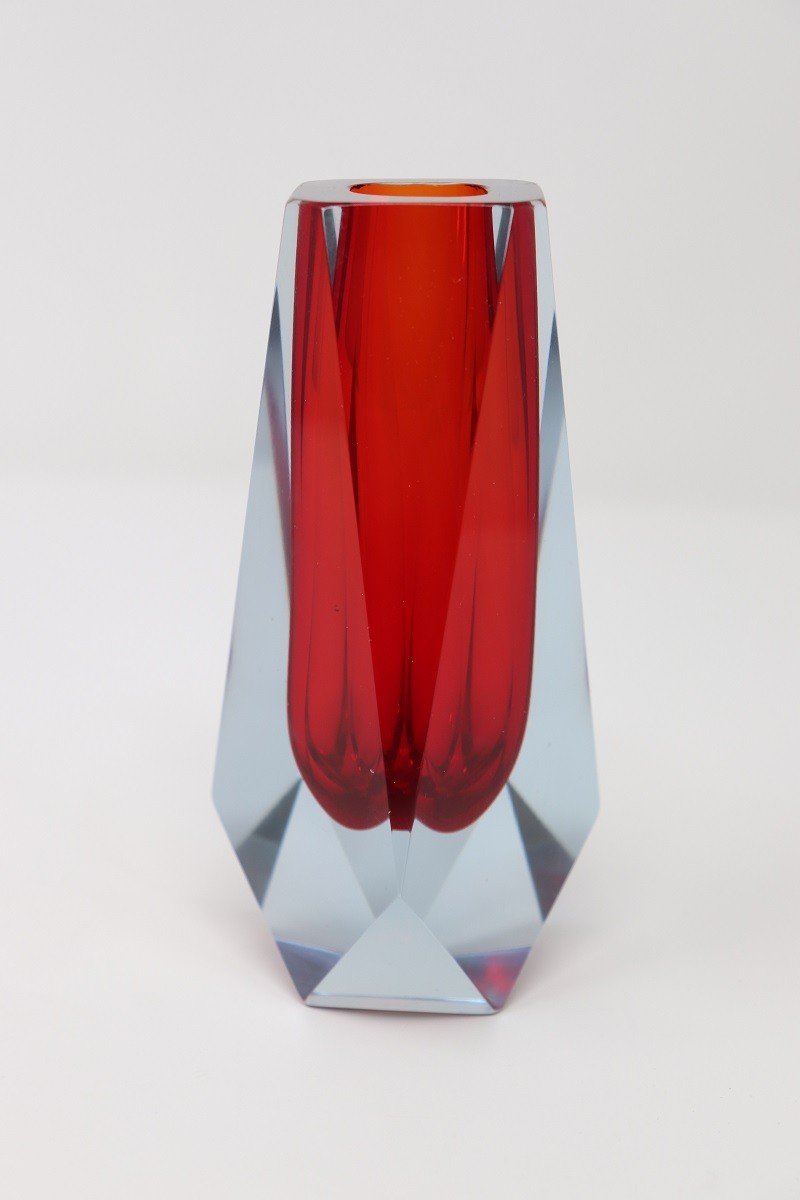 Vase Verre Rouge Attribué à Flavio Poli Pour A. Mandruzzato, 1960s-photo-4