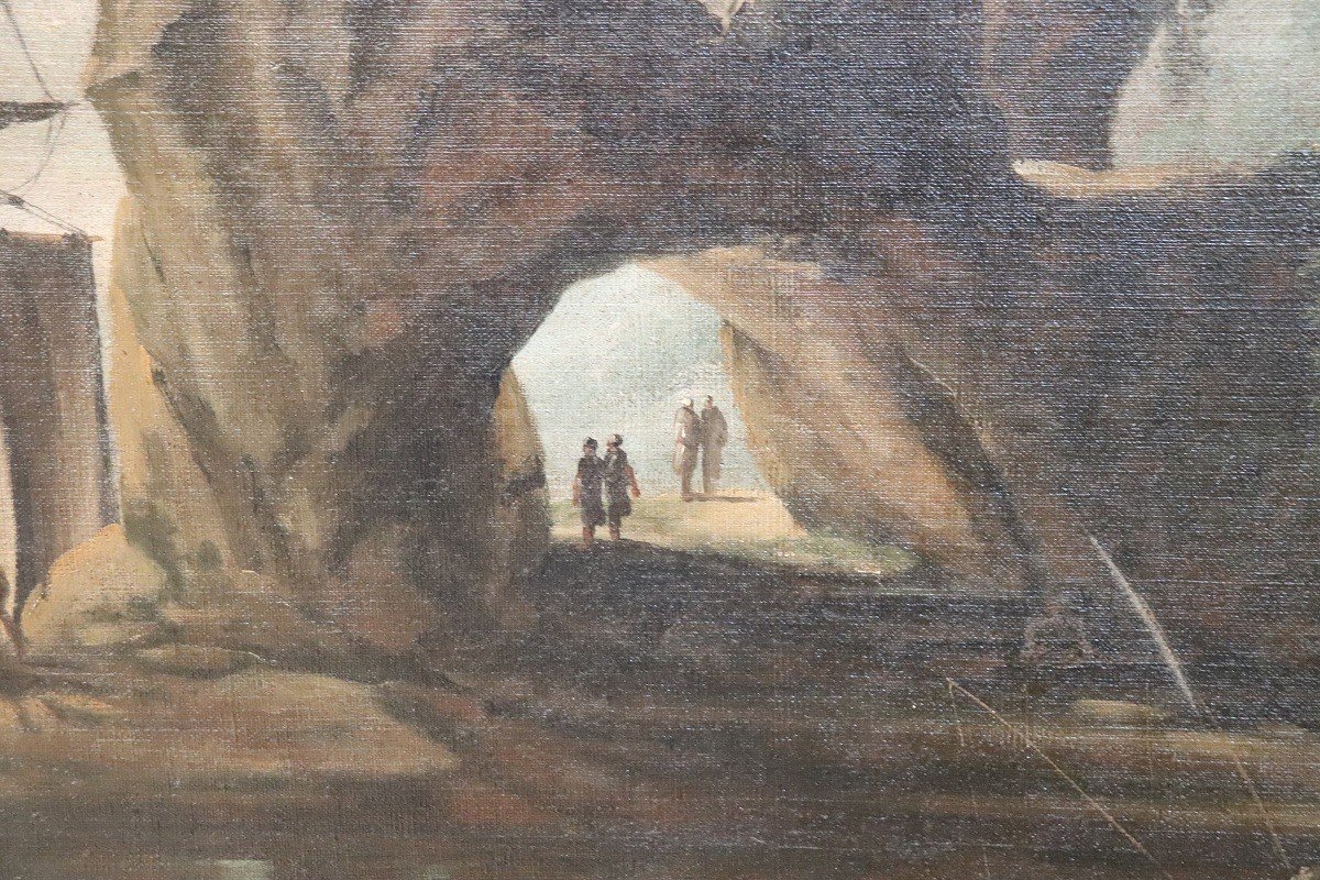 18th Century Coastal Life, Oil On Canvas-photo-3