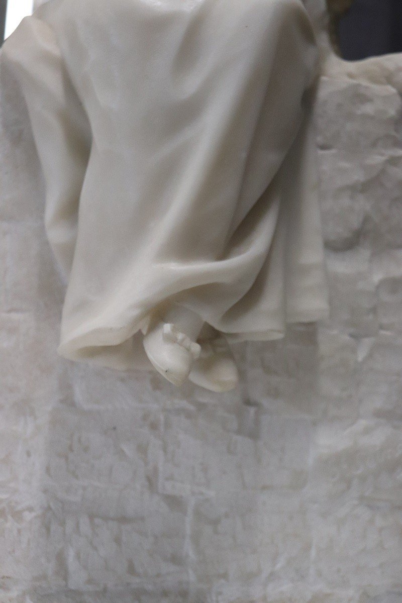 Figurative Sculpture, Late 19th Century, White Carrara Marble-photo-3