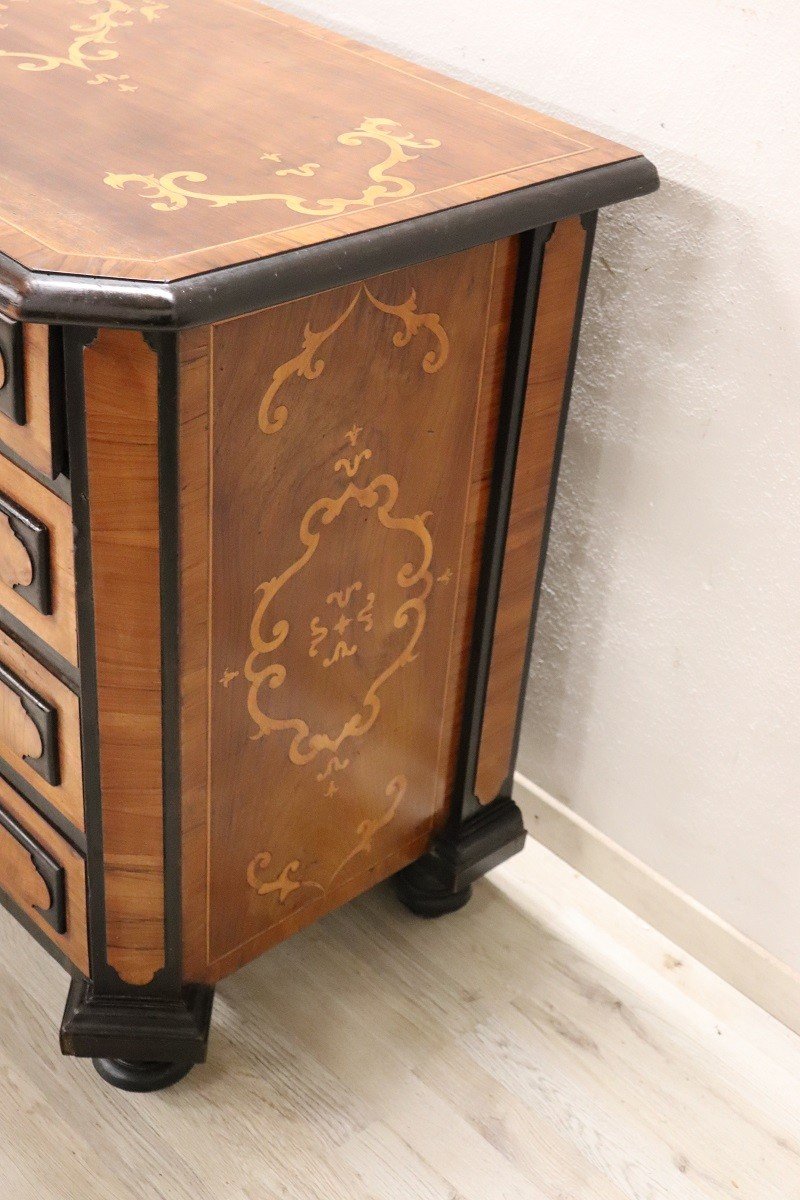 Antique Chest Of Drawers In Inlaid Walnut, 17th Century-photo-3