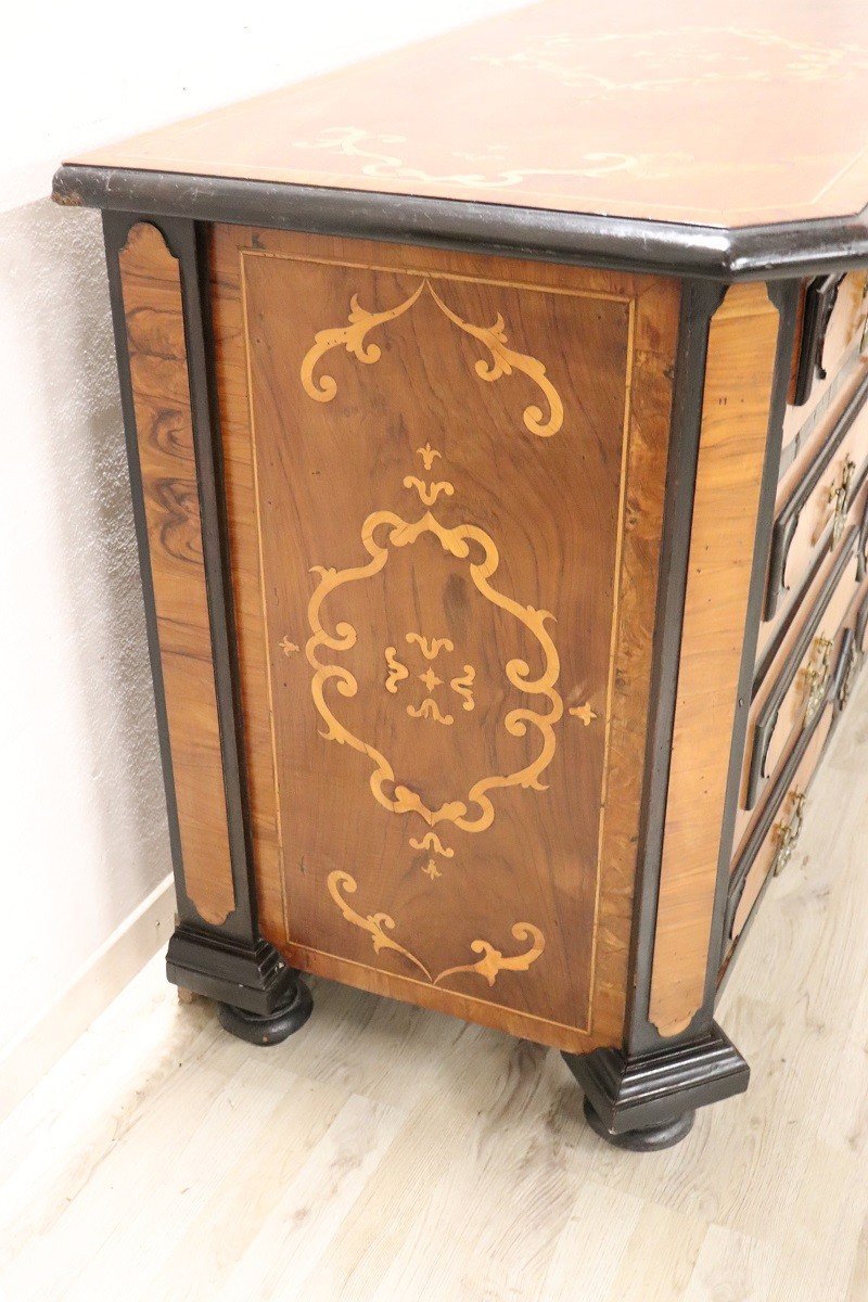 Antique Chest Of Drawers In Inlaid Walnut, 17th Century-photo-2