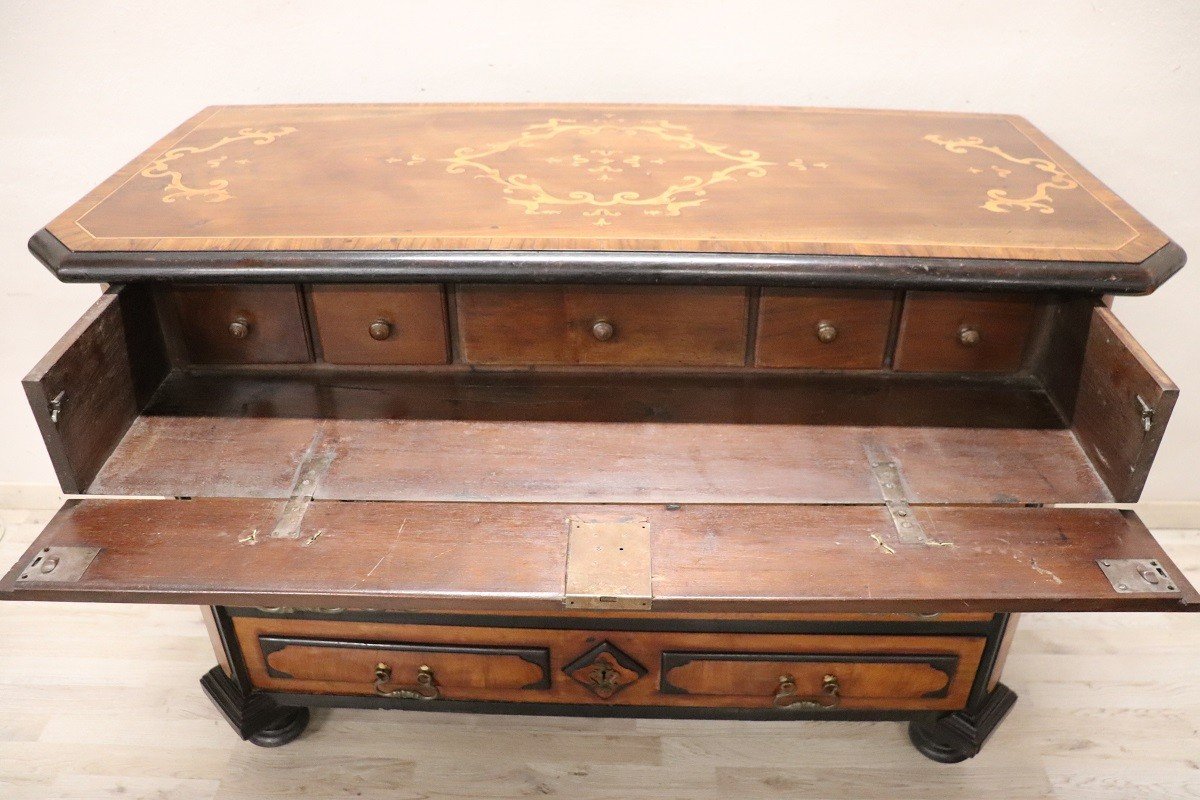 Antique Chest Of Drawers In Inlaid Walnut, 17th Century-photo-5