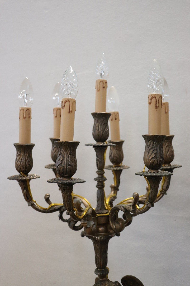 Bronze 7-light Table Lamps, Late 19th Century-photo-2