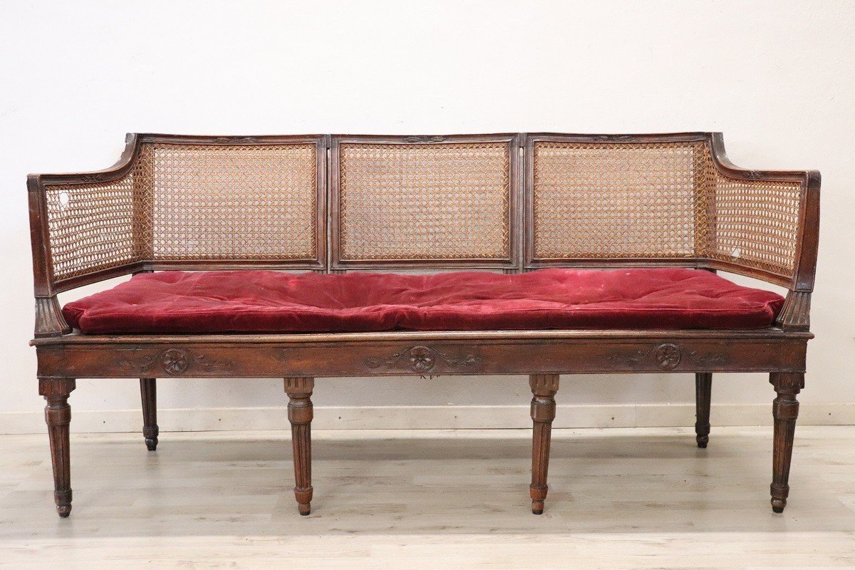 Walnut And Vienna Straw Sofa With Chairs,18th Century-photo-2