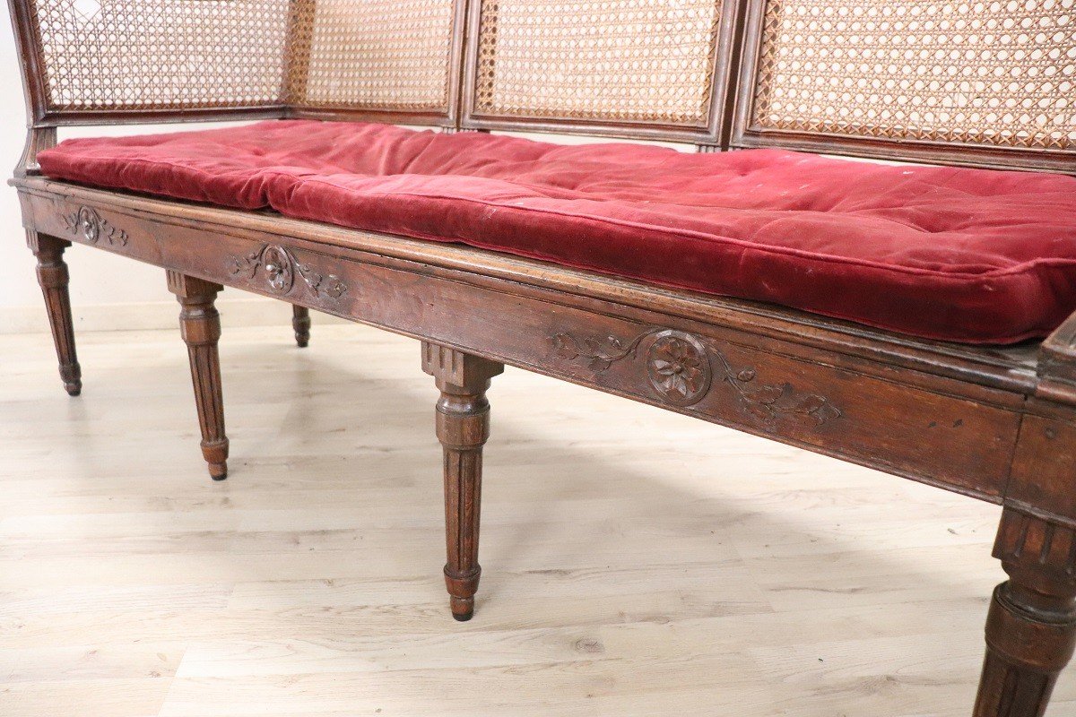 Walnut And Vienna Straw Sofa With Chairs,18th Century-photo-2