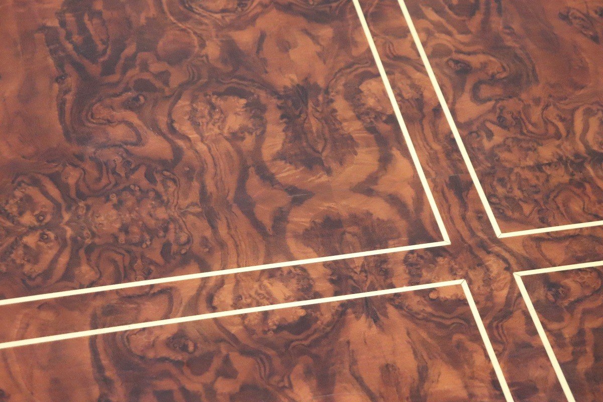 Square Coffee Table In Walnut Burl, 1970s-photo-3