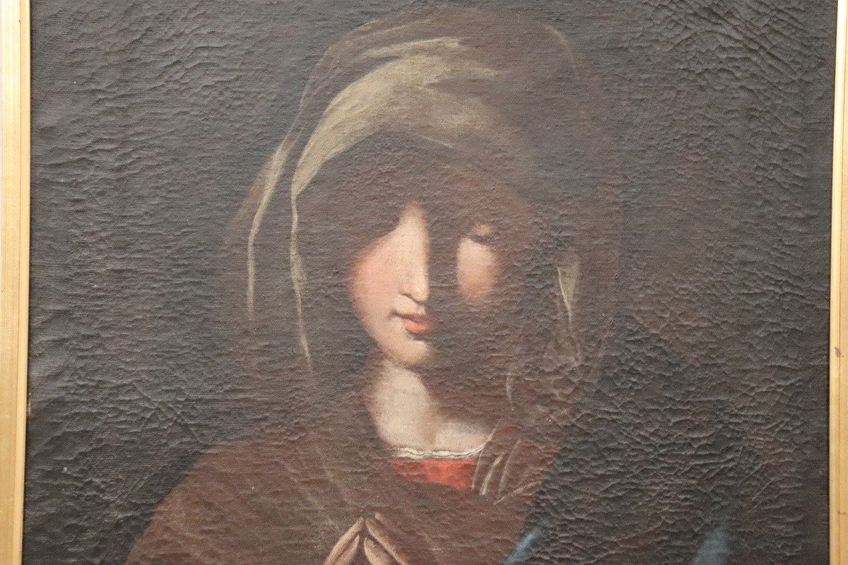 Ecole Italienne Vierge En Prière, Huile Sur Toile XVIIIe Siècle-photo-3