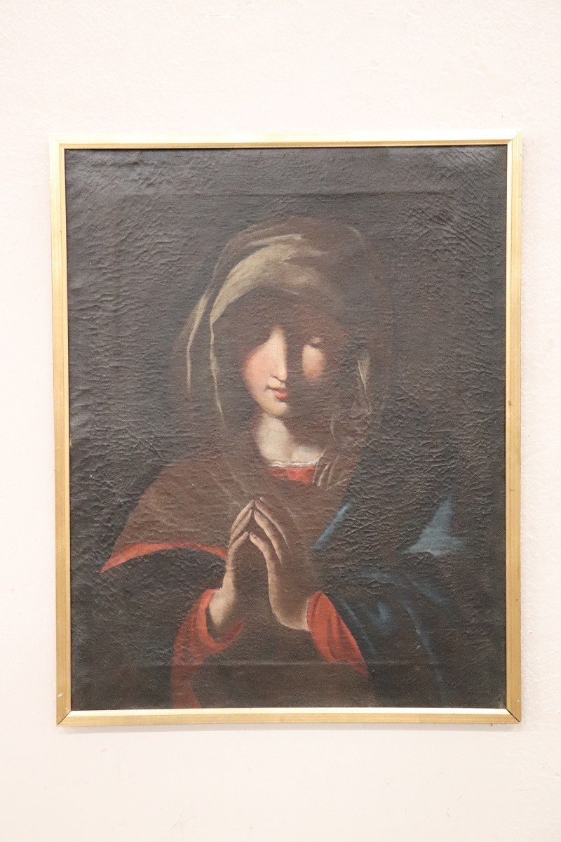 Ecole Italienne Vierge En Prière, Huile Sur Toile XVIIIe Siècle-photo-1