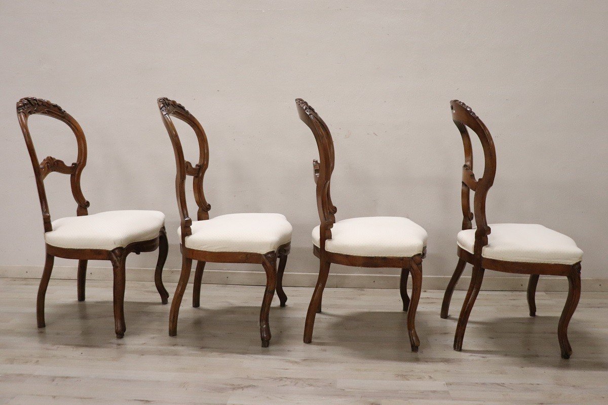 Dining Chairs In Carved Walnut, Mid-19th Century, Set Of 4-photo-5