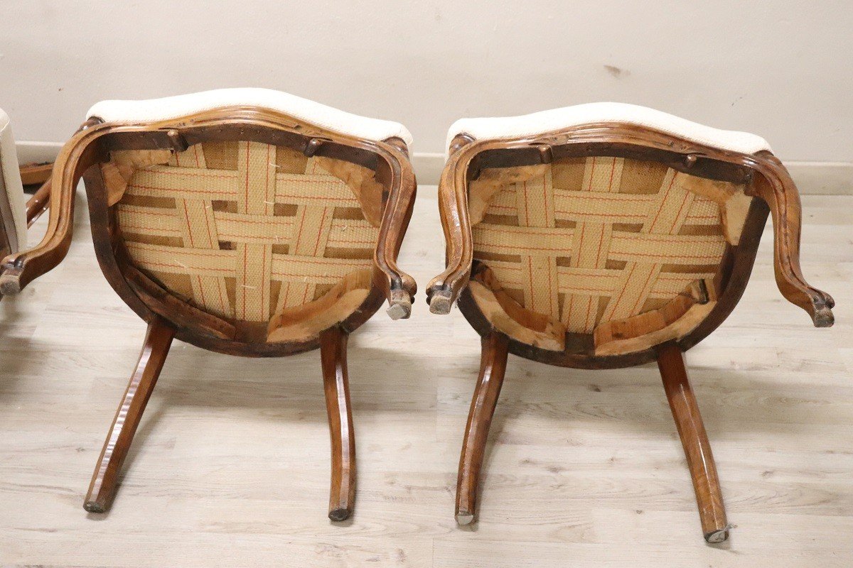 Dining Chairs In Carved Walnut, Mid-19th Century, Set Of 4-photo-7