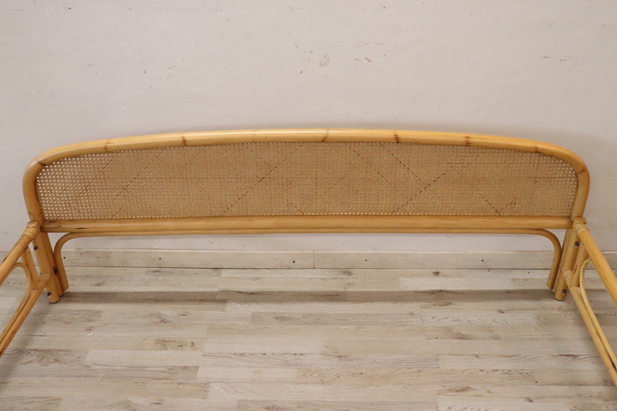 Vintage Double Bed In Bamboo And Vienna Straw, 1980s-photo-4