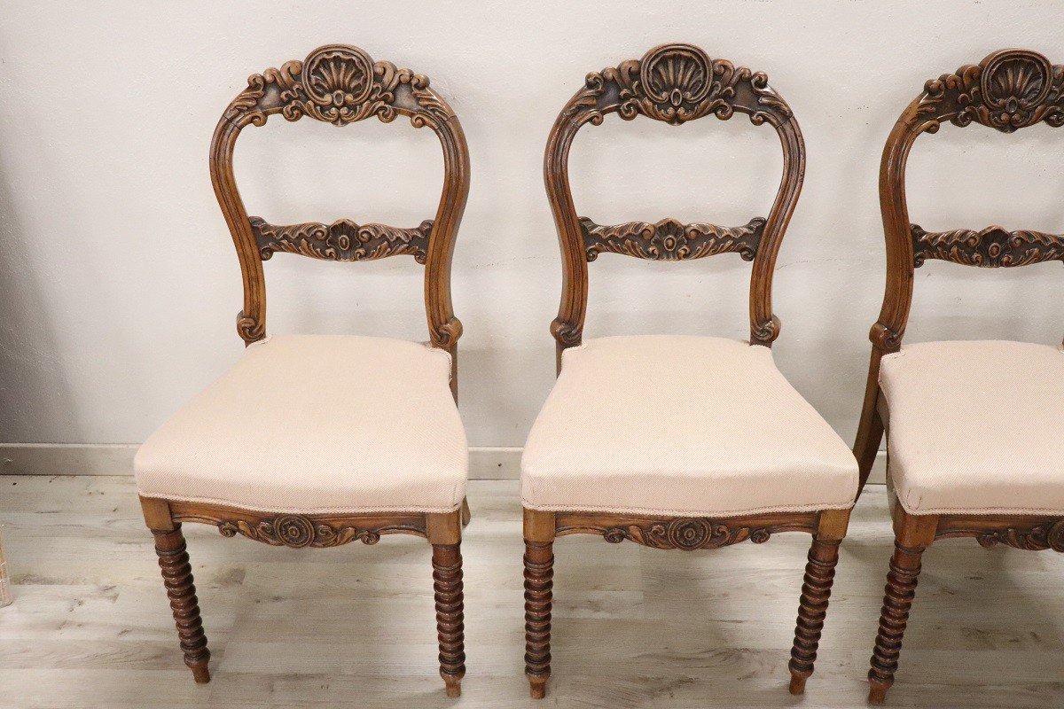 Mid-19th Century Dining Chairs In Carved Walnut-photo-2