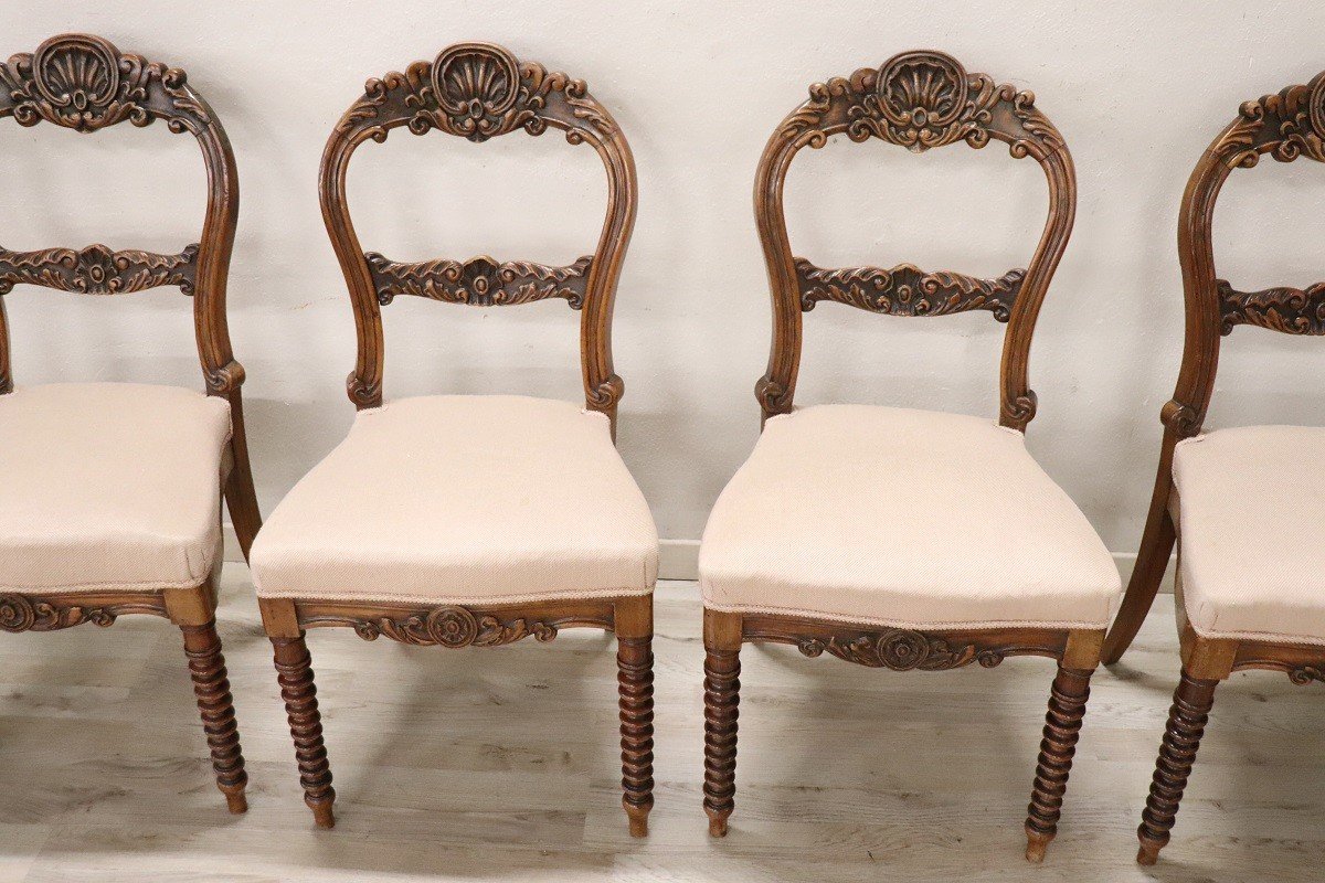 Mid-19th Century Dining Chairs In Carved Walnut-photo-3