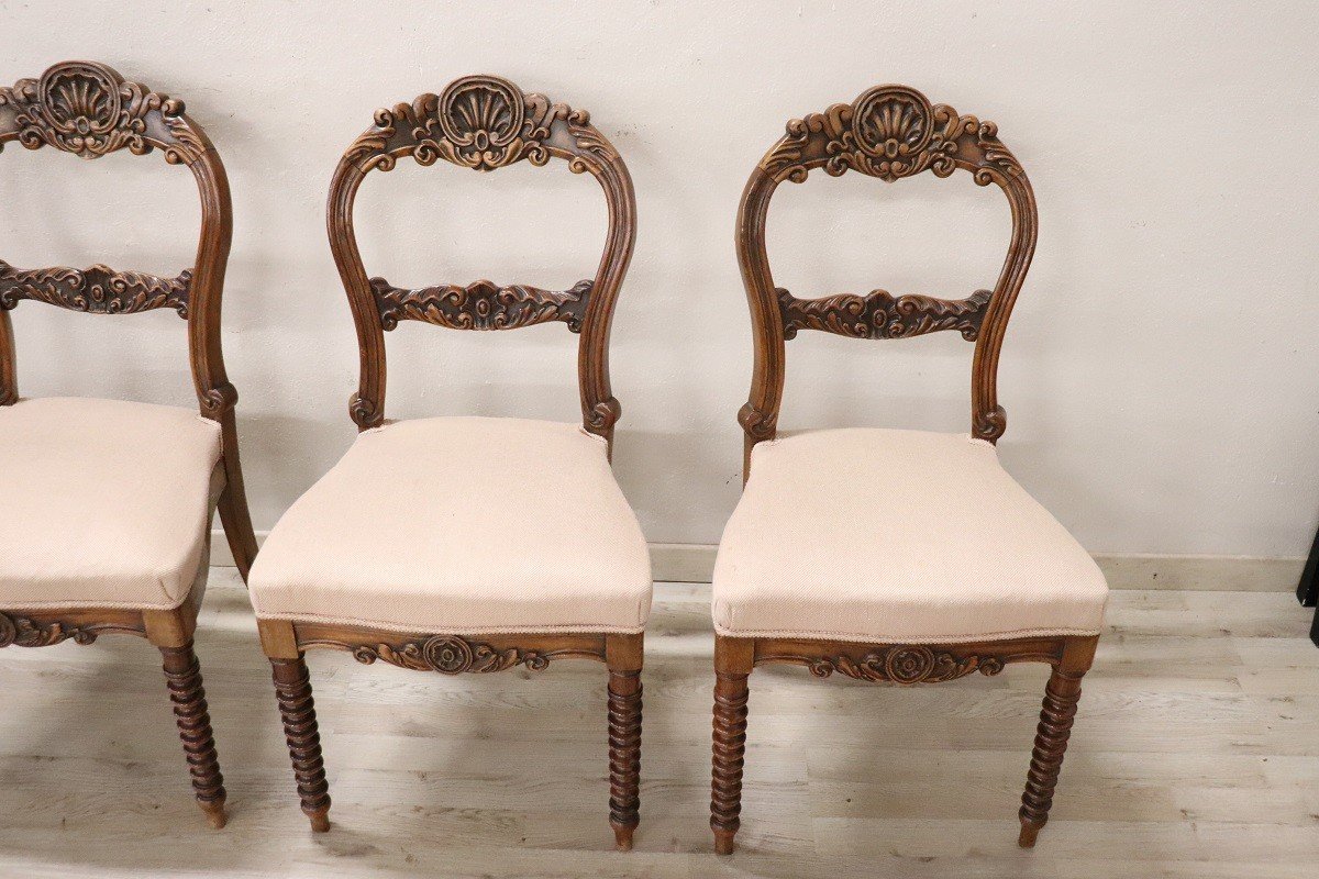 Mid-19th Century Dining Chairs In Carved Walnut-photo-4