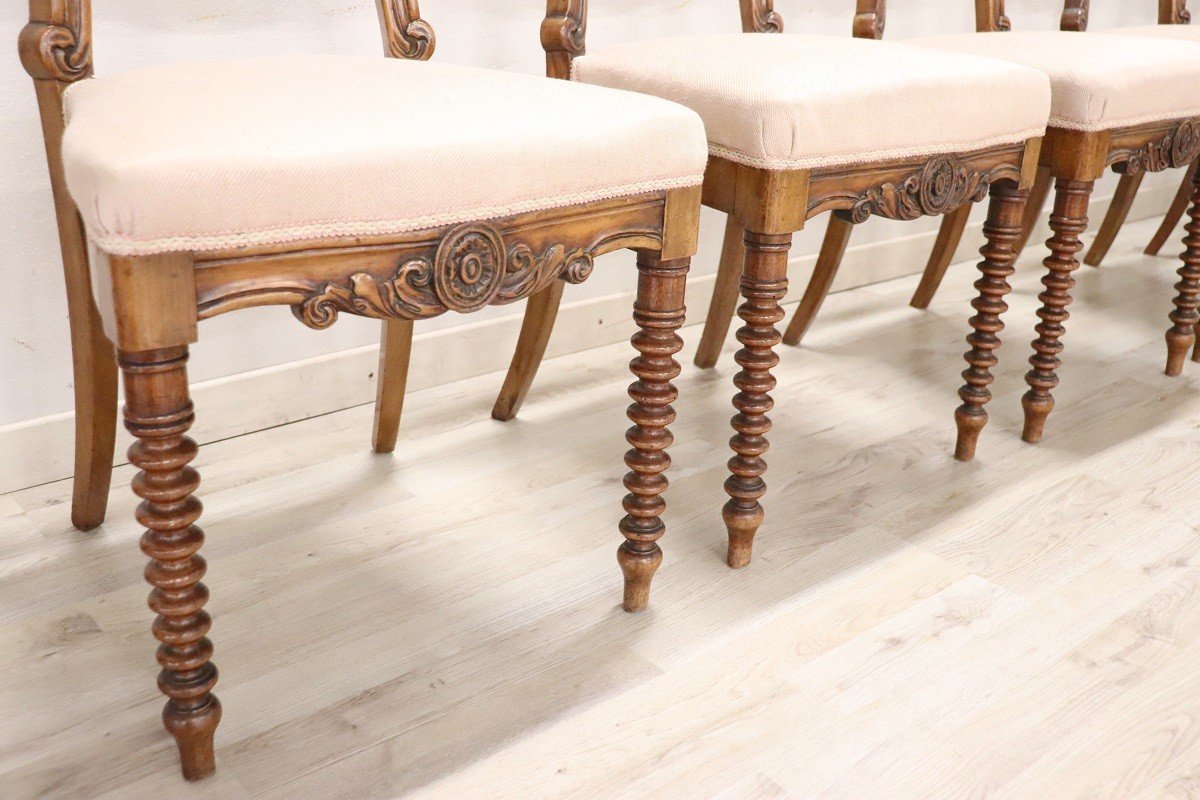 Mid-19th Century Dining Chairs In Carved Walnut-photo-1