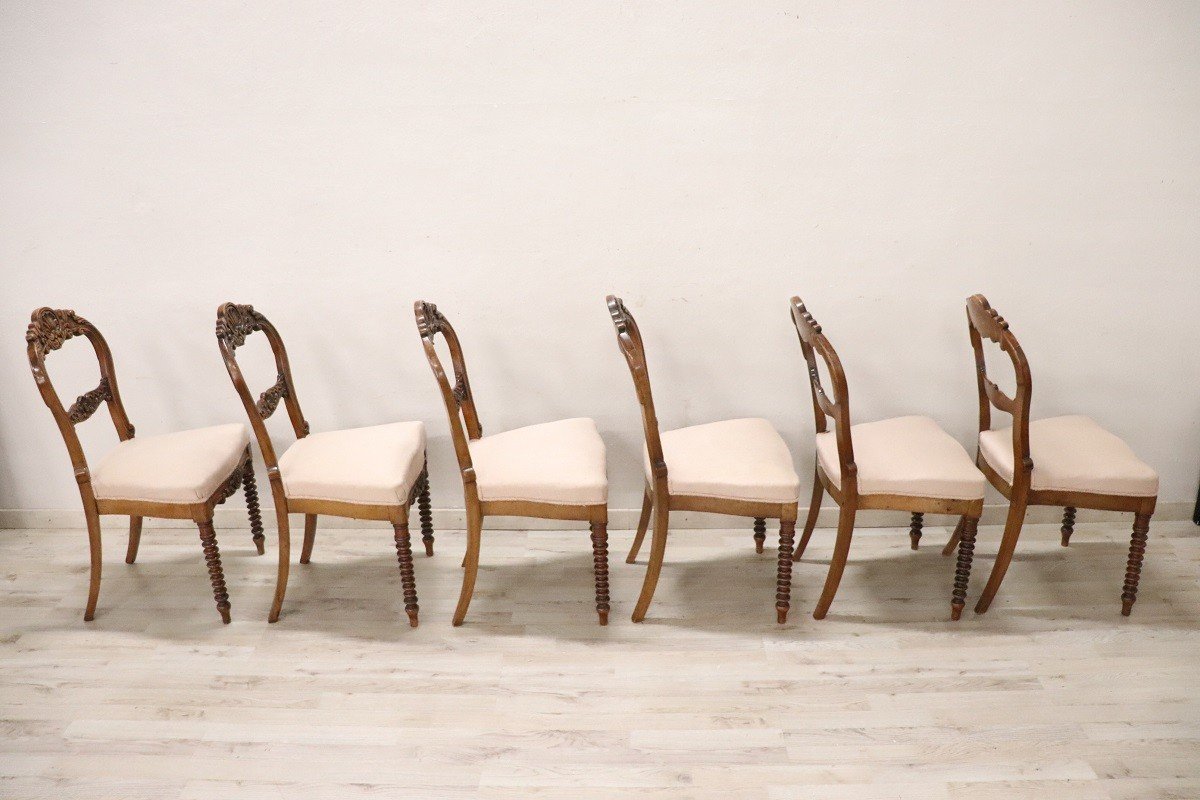 Mid-19th Century Dining Chairs In Carved Walnut-photo-2