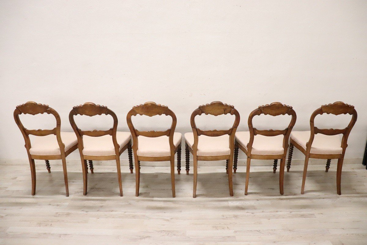 Mid-19th Century Dining Chairs In Carved Walnut-photo-3