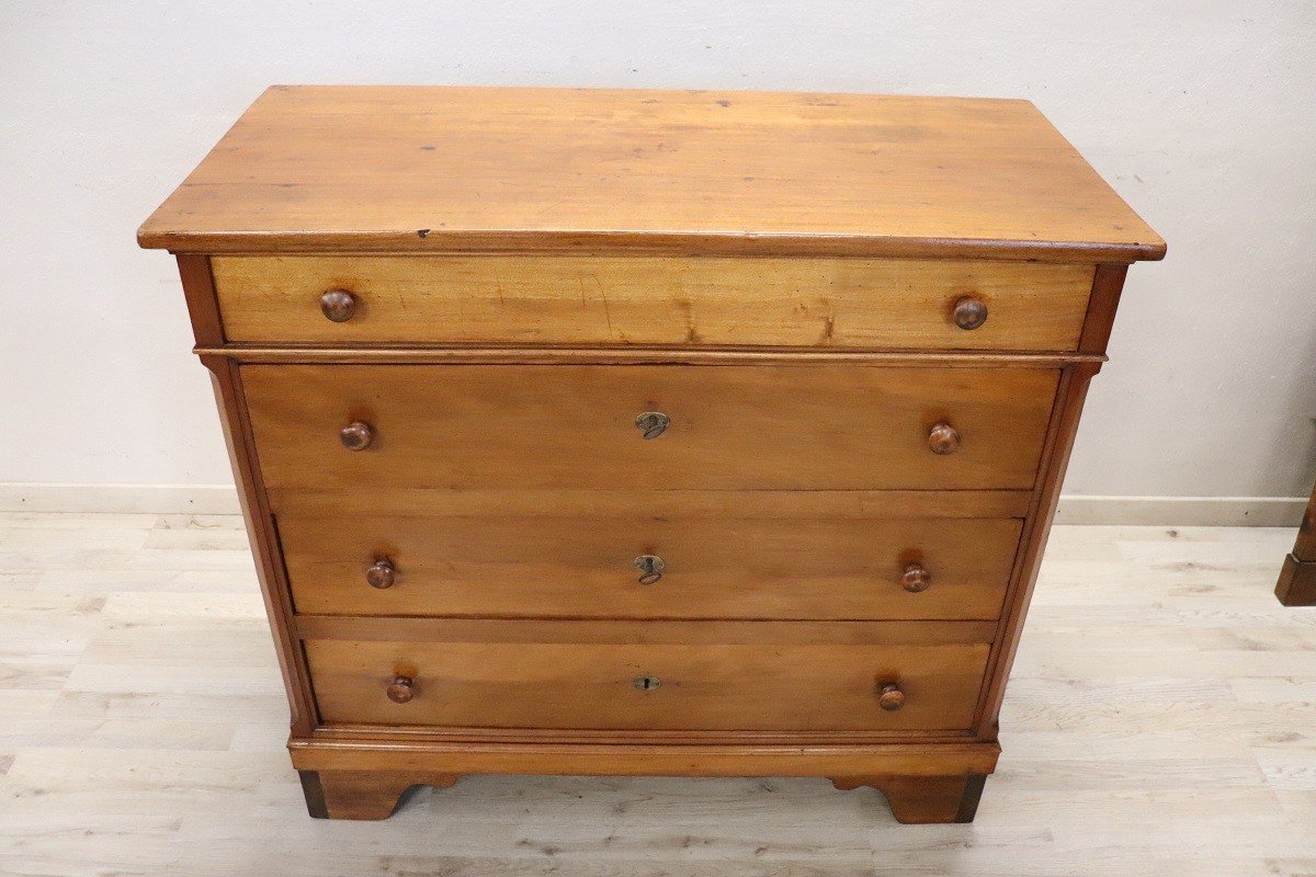 Antique Chest Of Drawers In Poplar Wood, Late 19th Century-photo-2