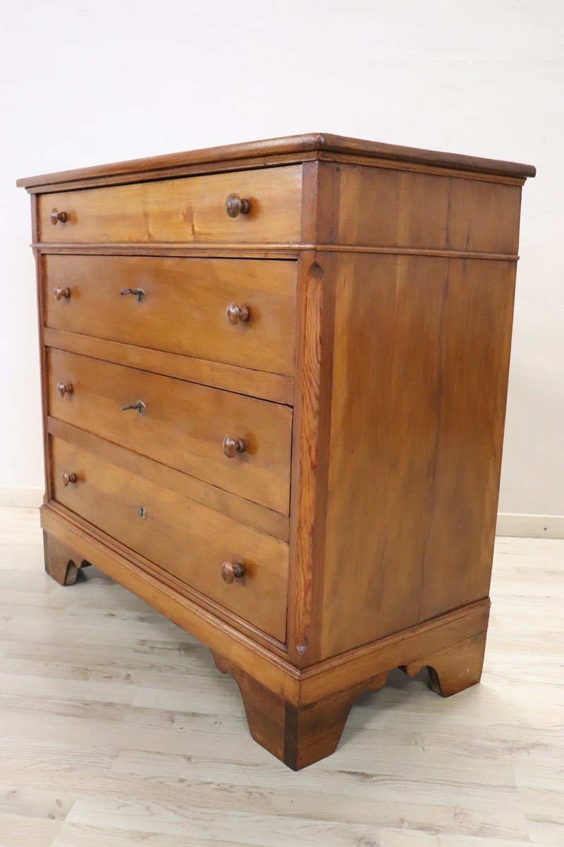 Antique Chest Of Drawers In Poplar Wood, Late 19th Century-photo-5