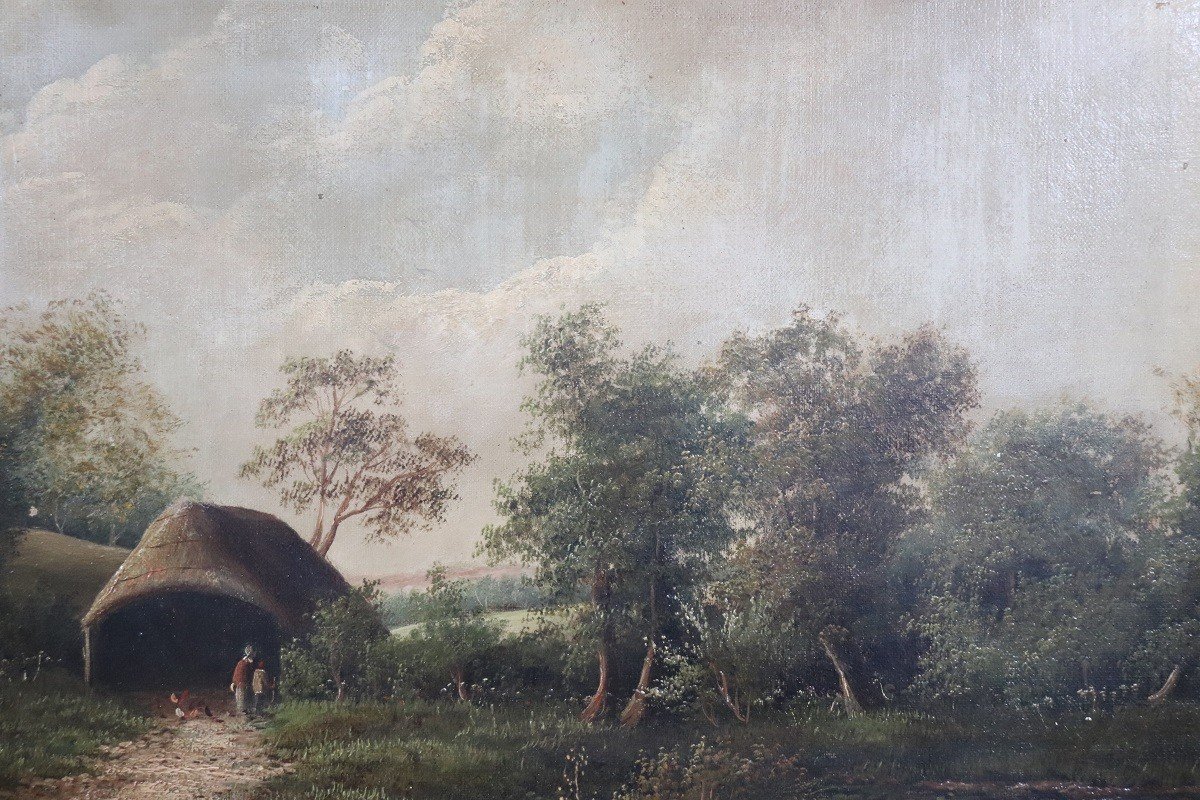 English Landscape, Oil Painting On Canvas, Late 19th Century-photo-2