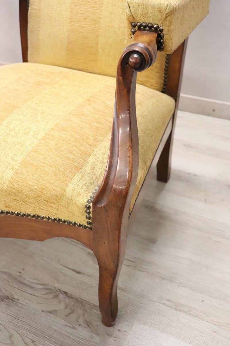 Set Of Upholstered Walnut Reclining Armchairs-photo-4