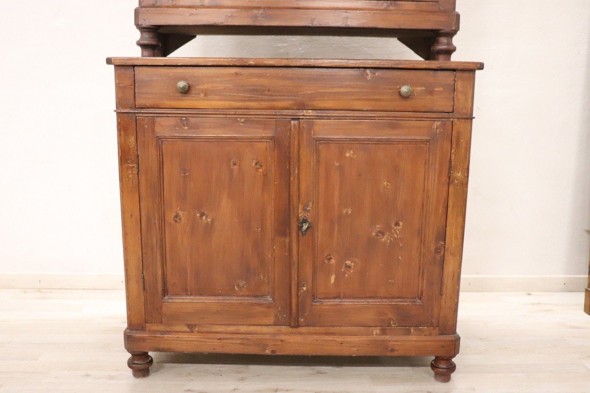 19th Century Rustic Country Sideboard In Fir Wood-photo-2