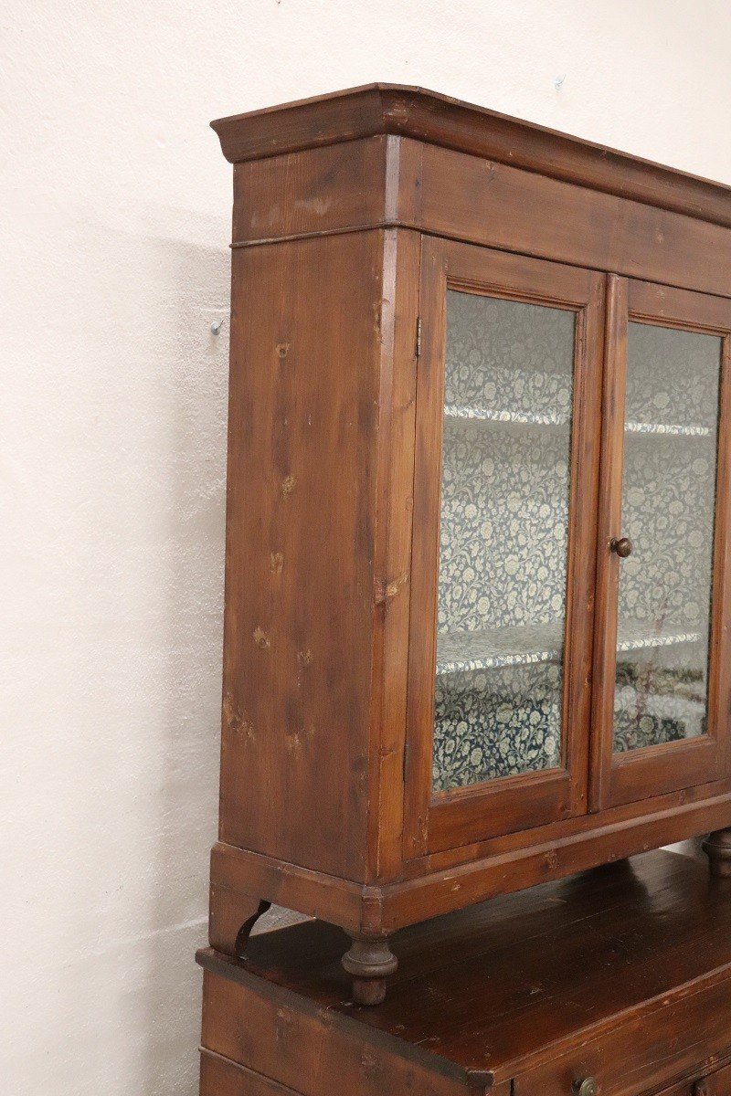 19th Century Rustic Country Sideboard In Fir Wood-photo-1