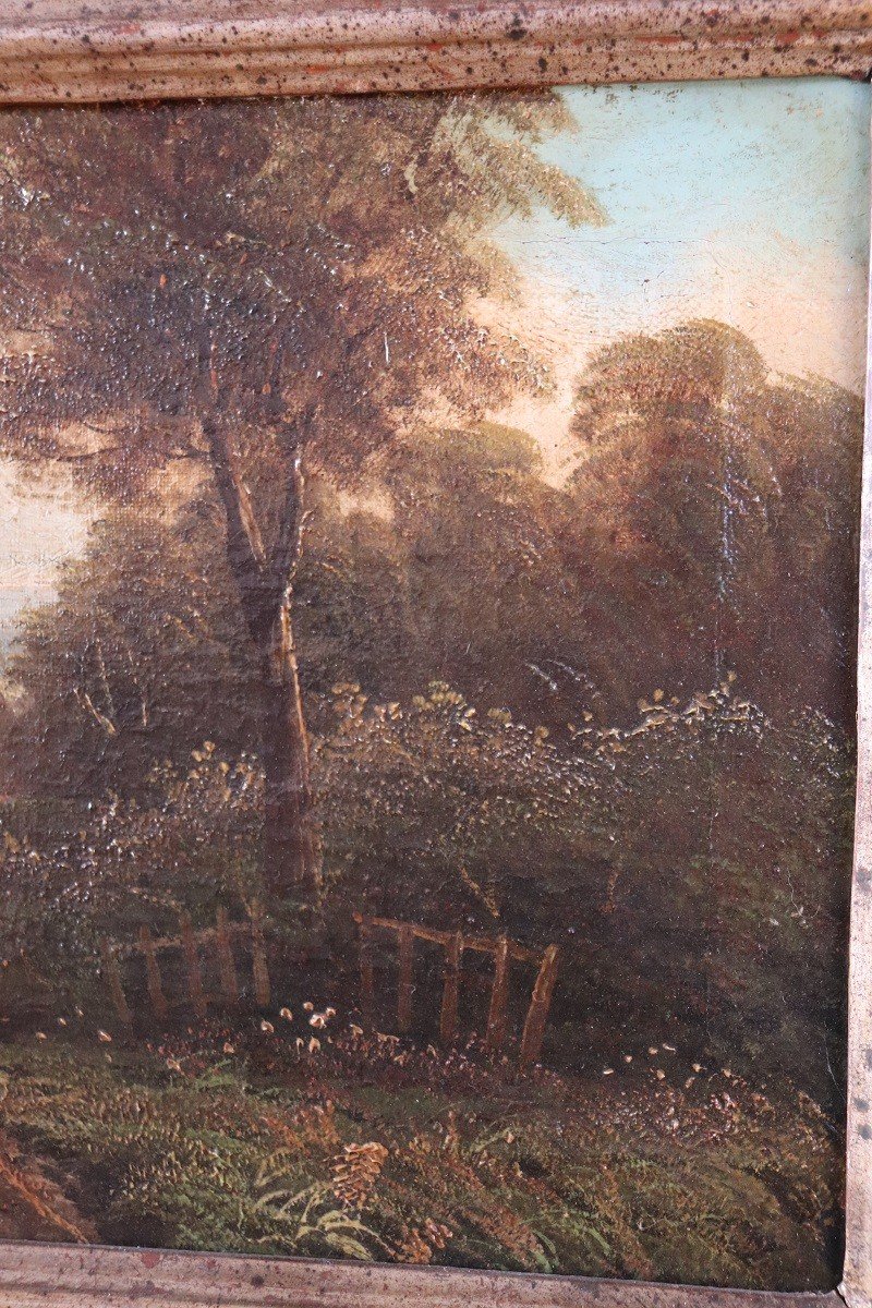 English Landscape, Oil Painting On Canvas, 19th Century-photo-2