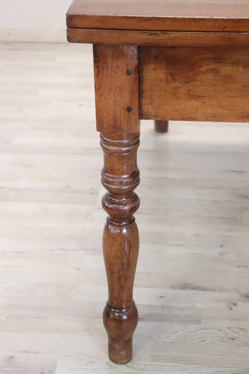 Antique Kitchen Table In Walnut, 19th Century-photo-1