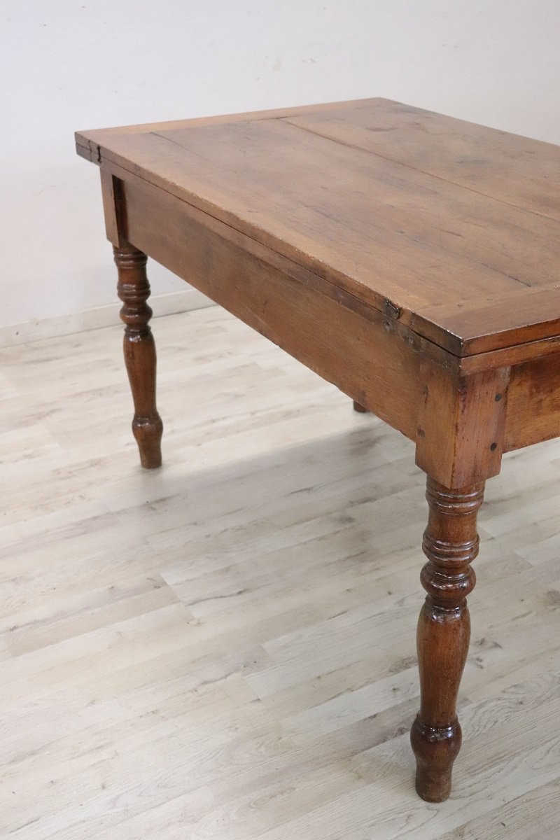 Antique Kitchen Table In Walnut, 19th Century-photo-2