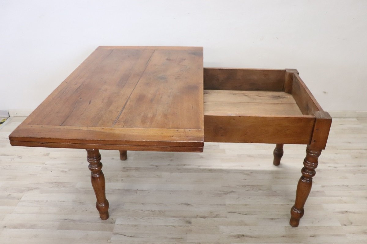 Antique Kitchen Table In Walnut, 19th Century-photo-3