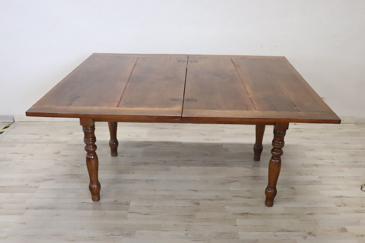 Antique Kitchen Table In Walnut, 19th Century-photo-5