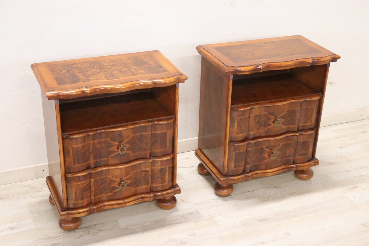 Walnut Veneer Nightstands, Set Of 2-photo-2