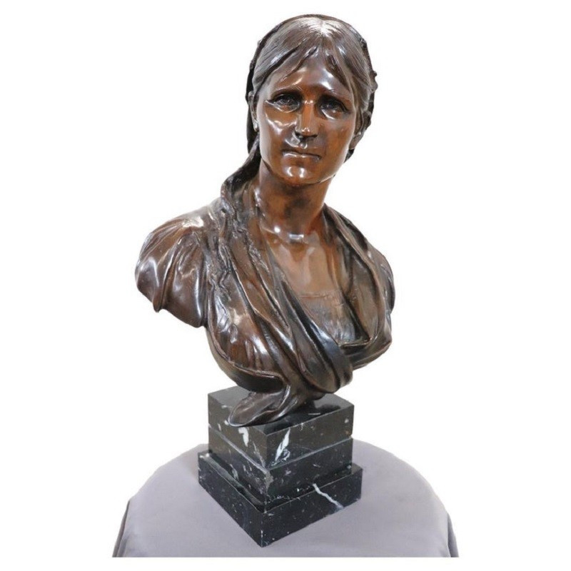 Buste De Jeune Femme, Sculpture Bronze