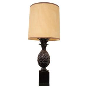 Lampe De Bureau Ananas Marron Vintage En Céramique, 1970s