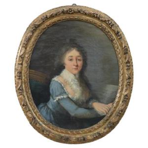 Portrait De Femme Avec Partition Musicale, 17ème Siècle, Huile Sur Toile