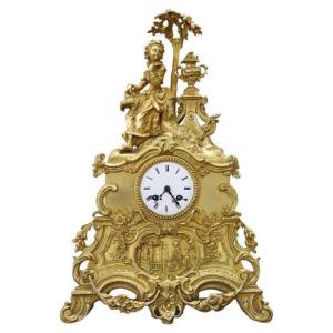 Antique Gilt Bronze Table Clock, 19th Century