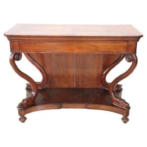 Antique Carved Walnut Console Table, 19th Century