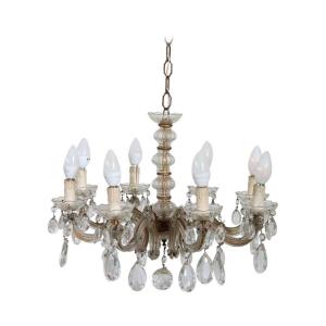 Antique Bronze And Crystal Chandelier, 1880