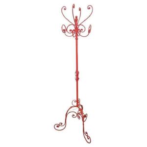 Red Lacquered Iron Clothes Rack, Early 20th Century