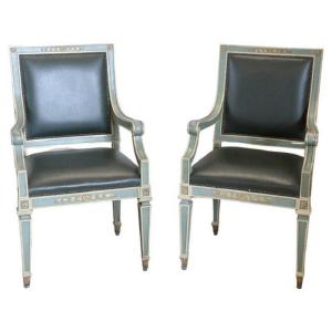 Lacquered Wood Armchairs, 1930s, Set Of 2