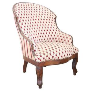 19th Century Italian Upholstered Walnut Armchair