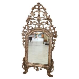 Large 18th Century Carved & Mecca Wood Wall Mirror