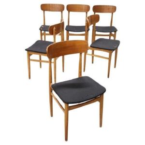 Scandinavian Dining Chairs In Beech, 1960s, Set Of 6