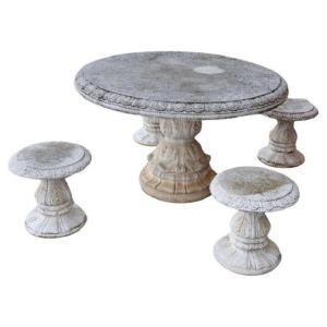 Table De Jardin Ronde Et Tabourets