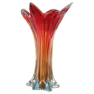 Grand Vase Vintage Rouge En Verre d'Art De Murano, Italie, 1960s